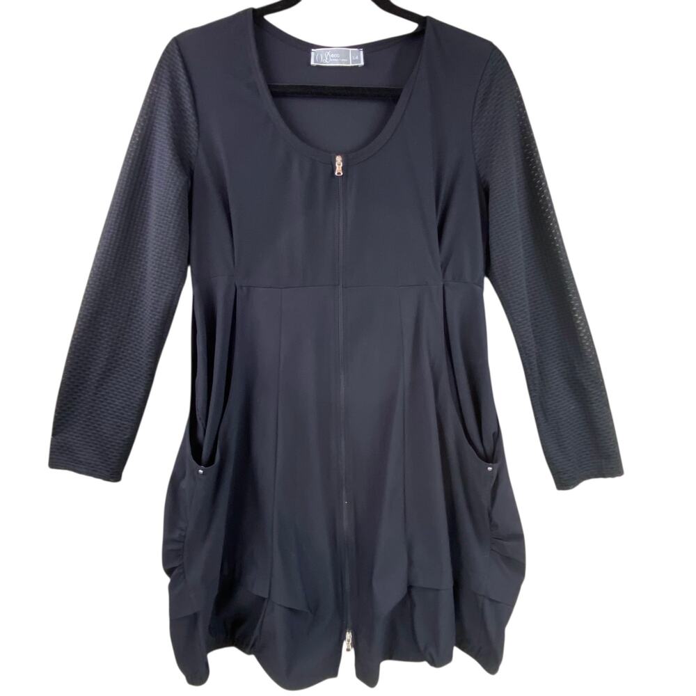 Deca Paris Tunic Dress Size M/L Black Mesh Art To Wear Modern